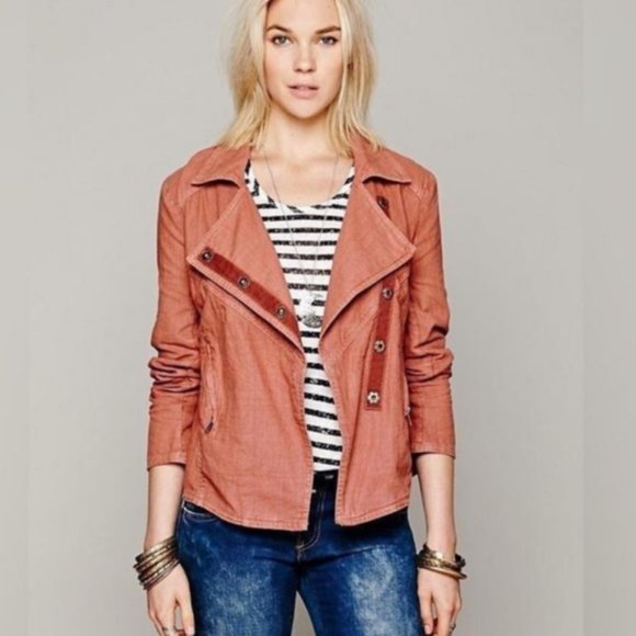 Free People Jackets & Blazers - Free People Rosewood Pink Linen Jacket